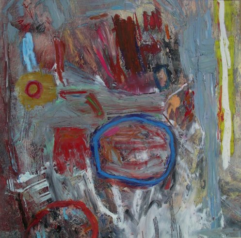 Abstract With Blue Circle, 2006, oil on canvas, 40″ x 40″