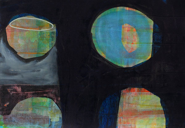 Composition with blue circle